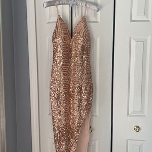 slim fit dress slacks Alyssa Formal Sequin X-Back Dress